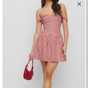 Reformation Sora Red Gingham Mini Dress